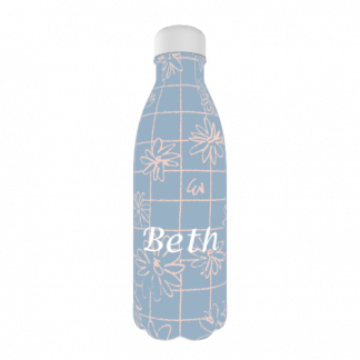 Personalised Water Bottle Drawn Flower Design