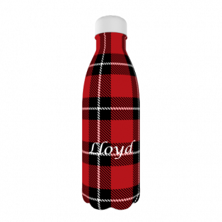 Personalised Water Bottle Flannel Design