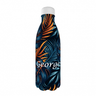 Personalised Water Bottle Tropical Flowers Design