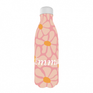 Personalised Water Bottle Warped Flowers Design