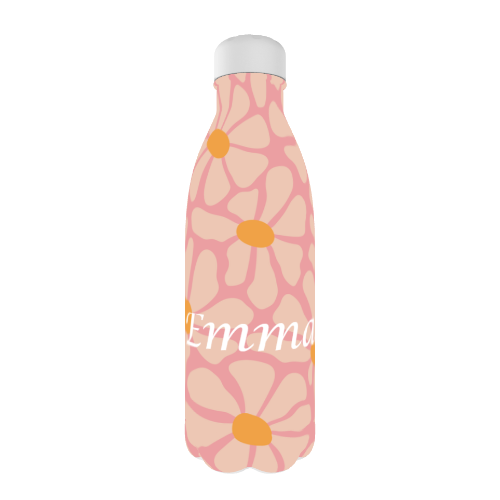 Personalised Water Bottle Warped Flowers Design